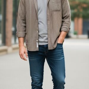 Abercrombie & Fitch Olive and Mustard Checkered Shirt
